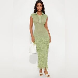 Fashion Nova Catalina Crochet Maxi Dress - Green